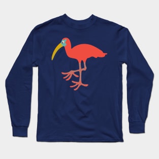 SCARLET IBIS Funny Cute Tropical Bird with Big Feet - UnBlink Studio by Jackie Tahara Long Sleeve T-Shirt